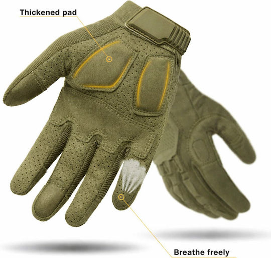 Mănuși Tactice Militare Bărbați Kaki – Protecție din Cauciuc Antiderapante Touchscreen Luptă Airsoft Moto Outdoor & Sport