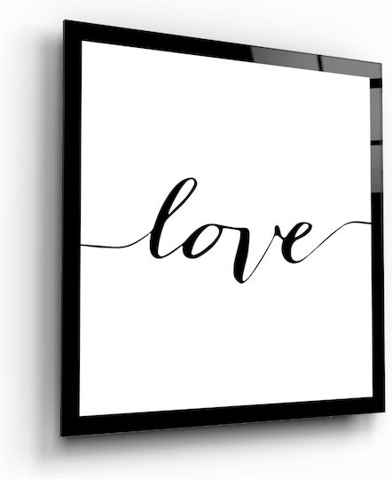 Dreifach Glas Quadrat Set Mit Wort Liebe Schwarz-Weiß (80x80cm)