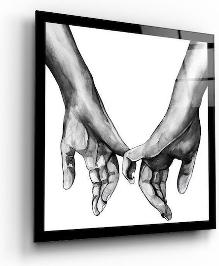 Dreifach Glas Quadrat Set Mit Wort Liebe Schwarz-Weiß (60x60cm)