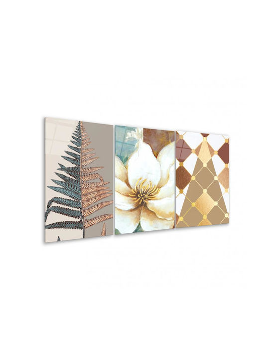 Threefold Glass Set With Colorful Flowers (35x50cm)