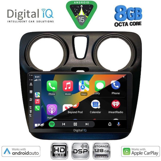 Digital IQ Ηχοσύστημα Αυτοκινήτου για Dacia Dokker 2012-2022 (Bluetooth/USB/WiFi/GPS/Apple-Carplay/Android-Auto) με Οθόνη Αφής 9"