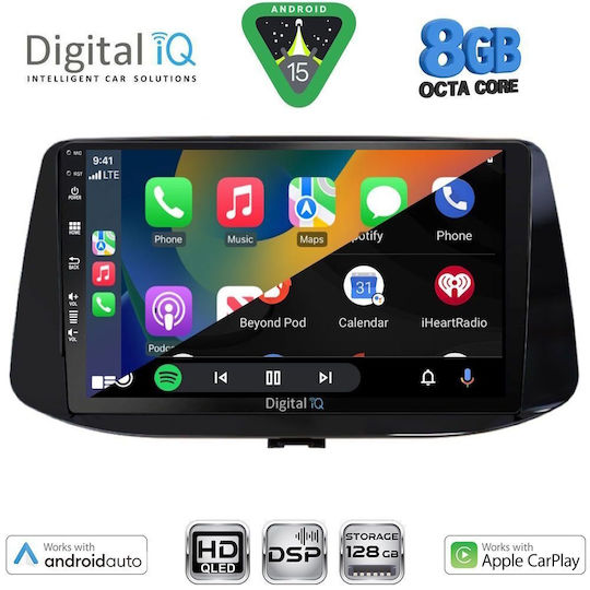 Digital IQ Car Audio System for Hyundai i30 2018 with Touch Screen 9" DIGITAL IQ BXF 7233 CPAA Bluetooth USB Wi-Fi GPS Apple CarPlay Android Auto