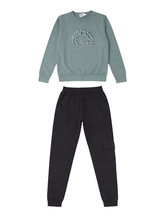 Kids Sweatpants Set Grey-Green & Navy Blue