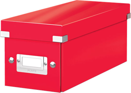 Leitz Storage Box Leitz Wow Click&store Laminated Cardboard Foldable Lid 14x13x35 Cm Red