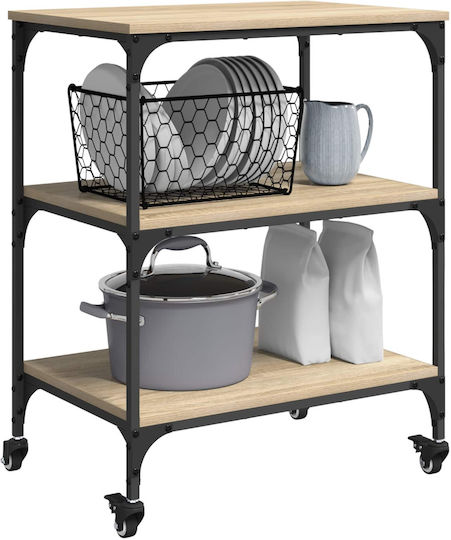 vidaXL vidaXL Küchenregal Hölzernes 3 Ebenen Braun 60x41x76cm