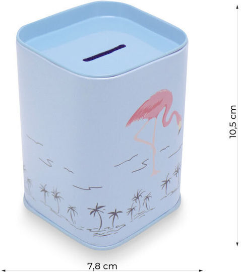 Pencilia Metallische Sparbüchse Blaues Flamingo Phoenix 10,5×7,5cm