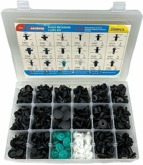 Rchang Универсални Пластмасови Клипсове За Автомобил 299 Бройки Push Retainer Clips Kit