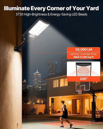 Vevor Solar Street Light 500W 50000lm with Motion Sensor Photocell and Remote Control IP65