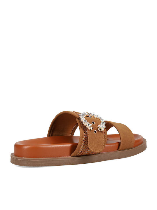 Damen Flache Sandalen Farbe Tabac Braun