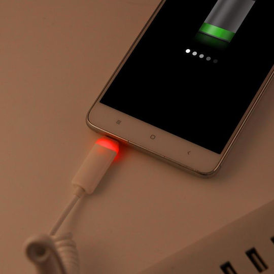LED USB 2.0 to micro USB Cable Λευκό 1m (SAS0538W)