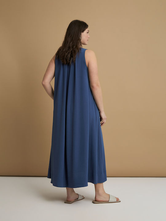 Rochie De Vară Pentru Femei Midi Albastră