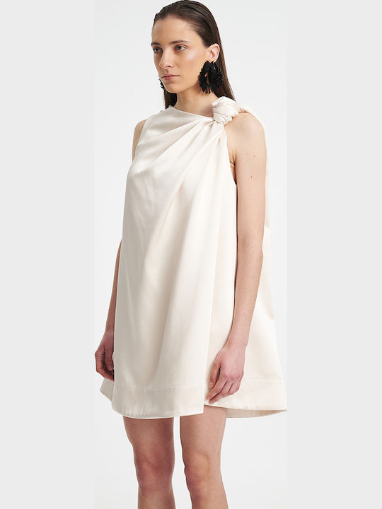 Mini Dress for Wedding / Christening Satin Beige