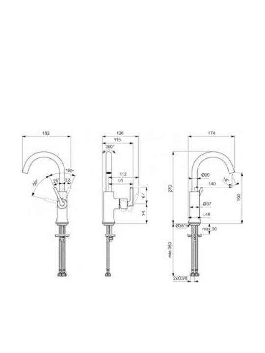 Ideal Standard Joy Neo Mixing Sink Faucet Gray