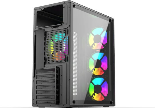 Prime-ATX-4XRGB Gaming Midi Tower Computer Case with ARGB Lighting Black
