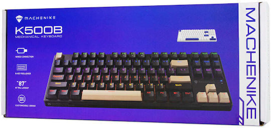 Machenike K500B-B87 Gaming Mechanical Keyboard Tenkeyless with Custom Red Switches and RGB Lighting English US White