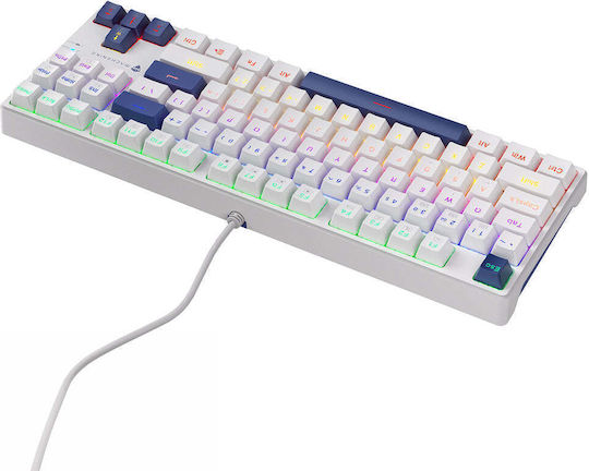 Machenike K500B-B87 Gaming Mechanical Keyboard Tenkeyless with Custom Red Switches and RGB Lighting English US White