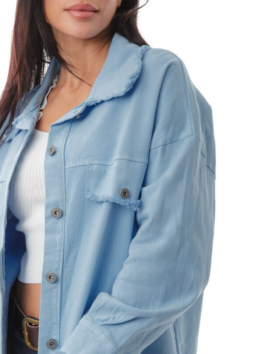 Damen Jean Jacke Hellblau