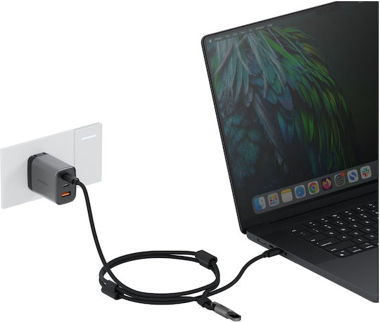 Energea Cablu Braided USB 2.0 USB-C Masculin - USB-C 240W PD Negru 1.5m