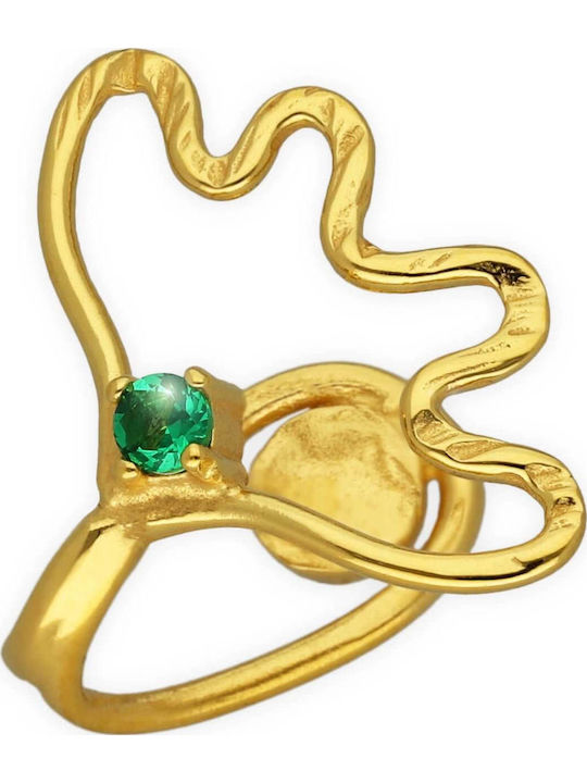 Nose Piercing Feather Turquoise Zircon Handcrafted Gold Plated Silver 925