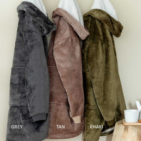 Palamaiki Huhu Decke Fleece mit Ärmeln 90x100cm Khaki