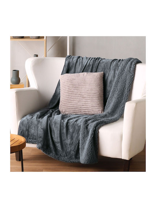 Kentia Stylish Ivanna Κουβέρτα Sherpa Καναπέ 130x170εκ. Γκρι