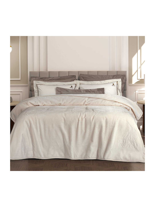 Greenwich Polo Club 3441 Velvet Double Blanket 220x240cm White