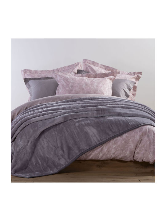 Nef-Nef Homeware Loft Velvet Blanket Super Double 220x240cm Light Gray