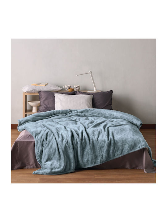 Kentia Yolanda Κουβέρτα Βελουτέ Μονή 160x220εκ. Denim