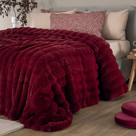 Palamaiki Heather Κουβέρτα Γούνινη Μονή 160x220εκ. Bordo