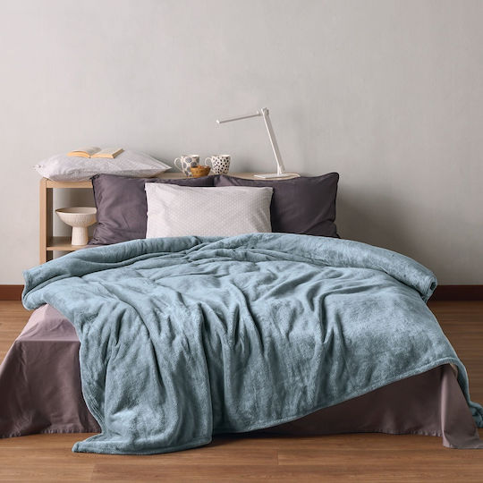 Kentia Yolanda Κουβέρτα Βελουτέ Ημίδιπλη 180x220εκ. Denim