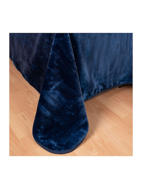 Silk Fashion Κουβέρτα Βελουτέ Υπέρδιπλη 220x240εκ. Μπλε 5206978075407