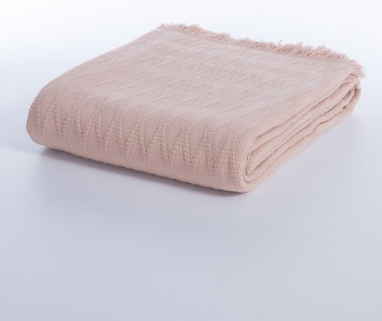 Nef-Nef Homeware Outlast Κουβέρτα Πικέ Υπέρδιπλη με Κρόσσια 230x240εκ. Rose