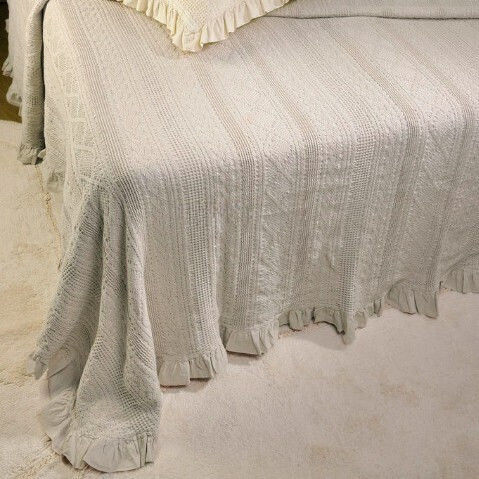 Down Town Home 454 Knitted Blanket Single 170x240cm Beige Border