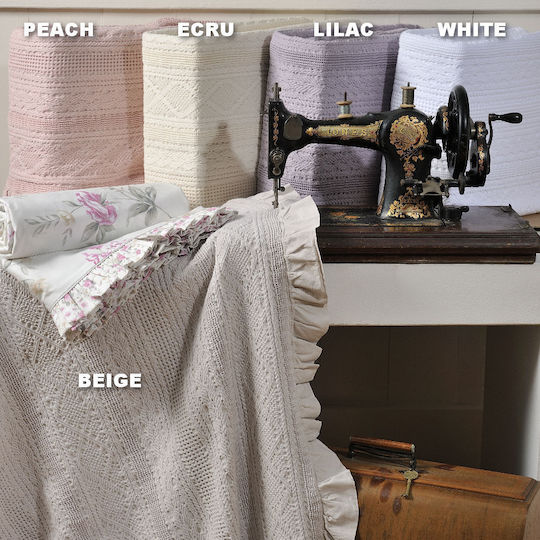 Down Town Home 454 Knitted Blanket Single 170x240cm Beige Border
