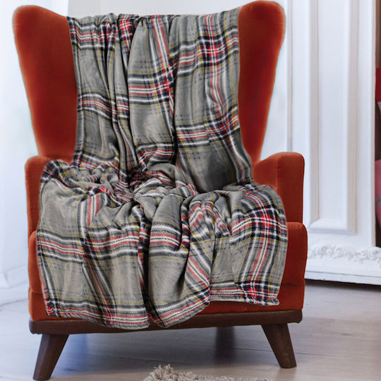 Das Home 1362 Fleece Blanket Sofa 130x170cm Gray Red