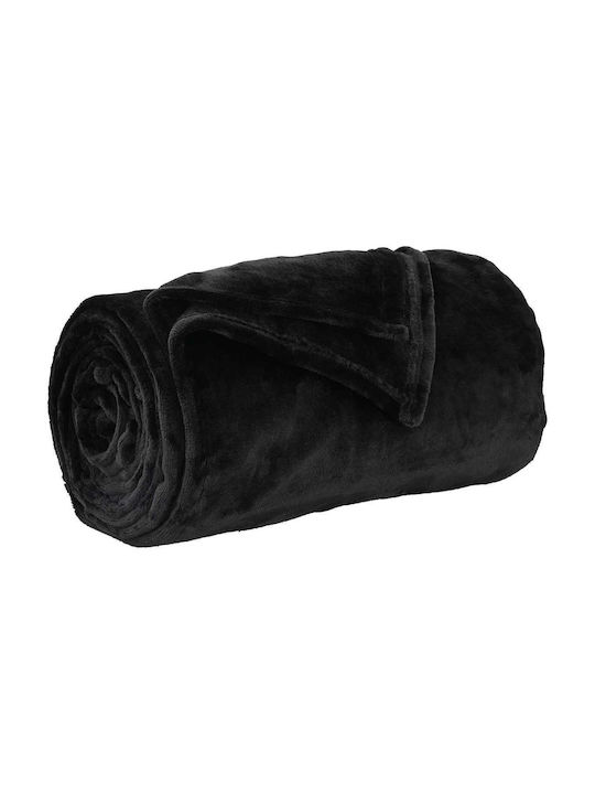 vidaXL Κουβέρτα Fleece Μονή 150x200εκ. Μαύρο 42016778