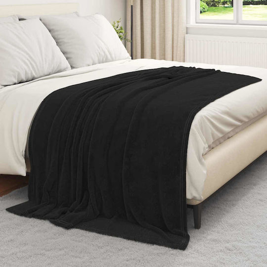 vidaXL Одеяло Флийс Единично 150x200см. Черно