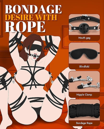 Smd Complete Domination Bondage Set Full Set Bdsm 12 Accessories Vegan Leather Black