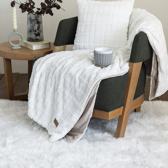 Nima Weave Κουβέρτα Βελουτέ Καναπέ 130x170εκ. Cream