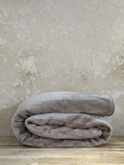 Nima Coperta Κουβέρτα Βελουτέ Υπέρδιπλη 240x260εκ. Cigar Beige
