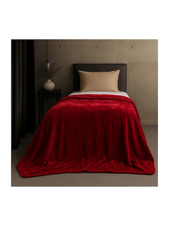 Astron Italy Κουβέρτα Βελουτέ Μονή 150x220εκ. Redwine