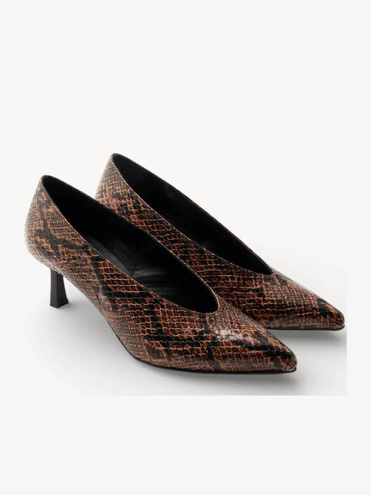 Braune Print Snake Print Pumps Pointed Toe