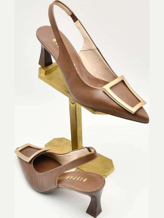 Leather Heels with Medium Heel Brown