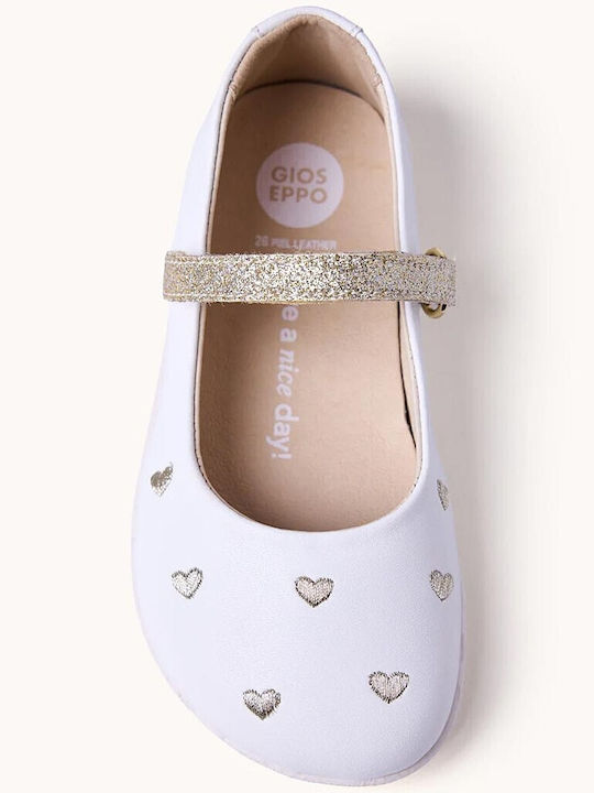 Kinder Pumps & Ballerinas mit Bügel- und Schleifenverschluss Leder Weiß