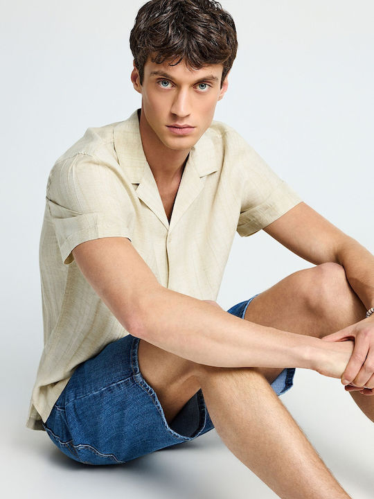 Short Sleeve Linen Shirt Ecru