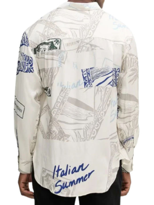 Short Sleeve Shirt in Regular Fit Ecru Blue Cigar