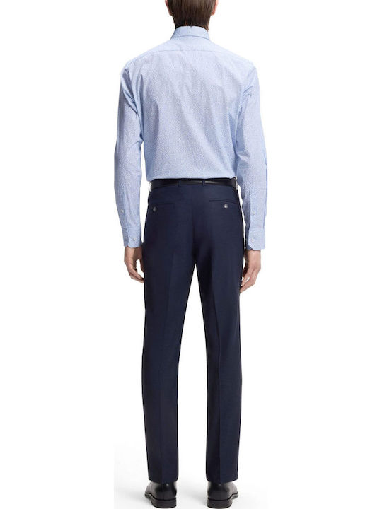 Boss Fit Long Sleeve Shirt in Regular Fit Floral Light Blue-White