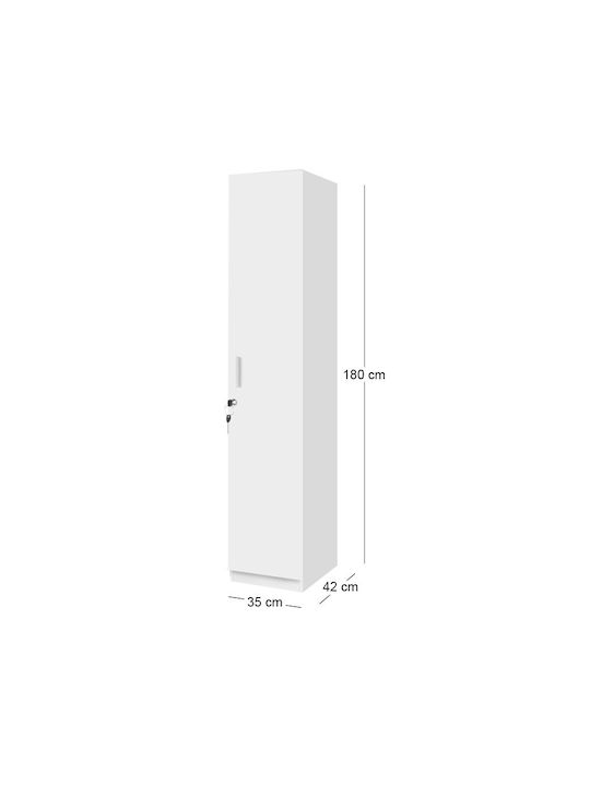 Emeril Single Door Wardrobe White 35x42x180cm