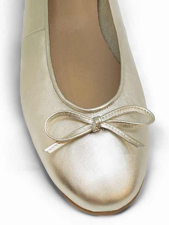 Damen Ballerinas aus Leder in Gold Farbe