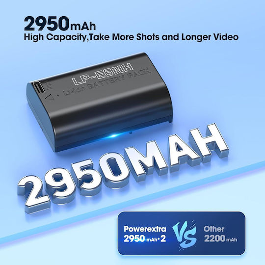 Powerextra LP-E6NH Kamera-Batterien 2950mAh Typ-C Schnelles Laden Kompatibel Mit Canon